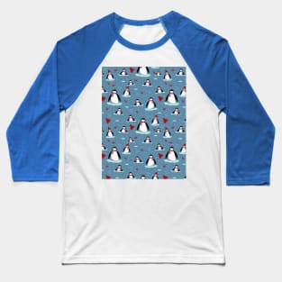 it's cold outside penguins seamless pattern light blue Baseball T-Shirt